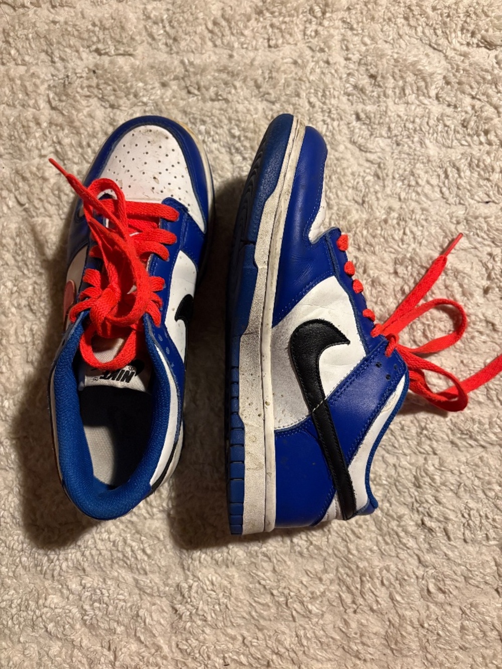 Size 7 Red and Blue Nike Dunk Lows